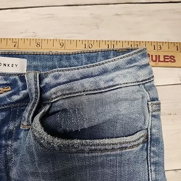 Flying Monkey - Mid Rise Split Hem Distressed Flare Jeans Women's Size 25 - Picture 12 of 15